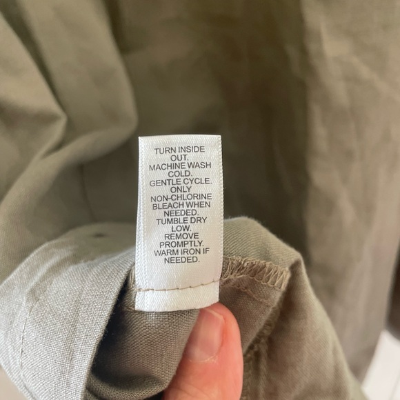 CATO Plus 22/24W Khaki  Linen Blend Snap Up 3/4 Roll Sleeve Utility Jacket Top - Picture 7 of 8